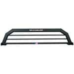 A black truck rack with two horizontal bars