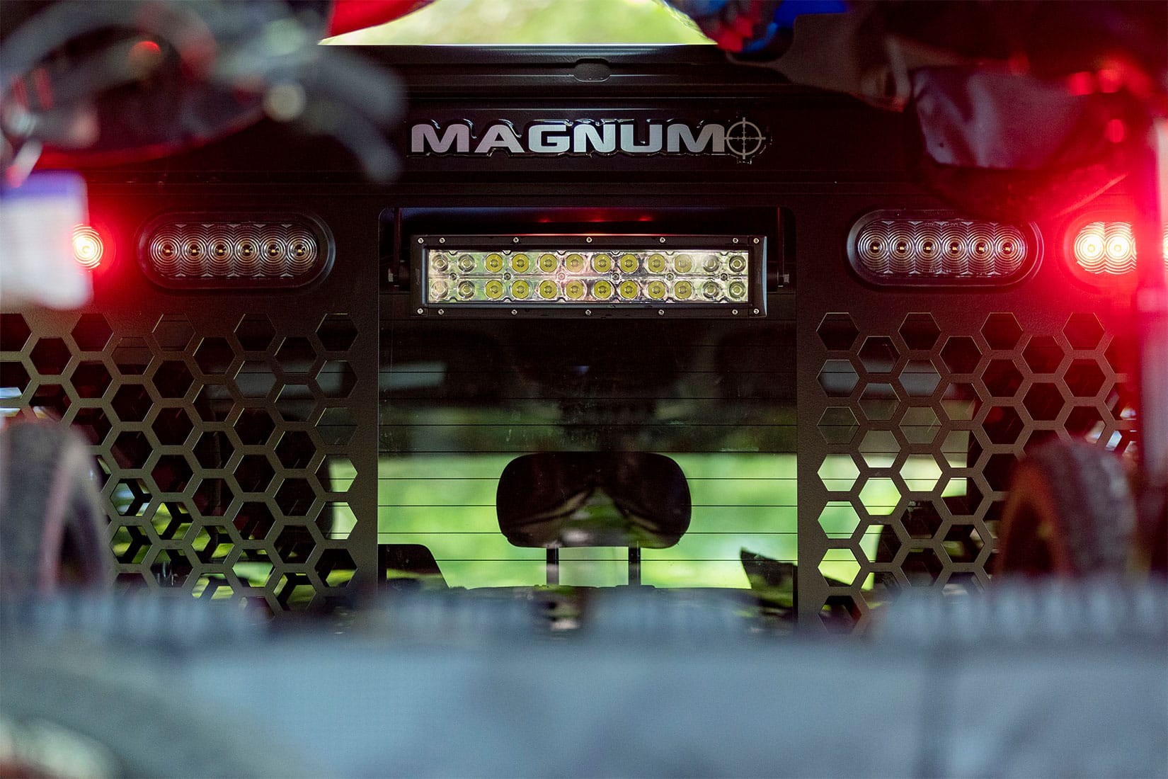 Magnum honeycomb rack with LED light bars.