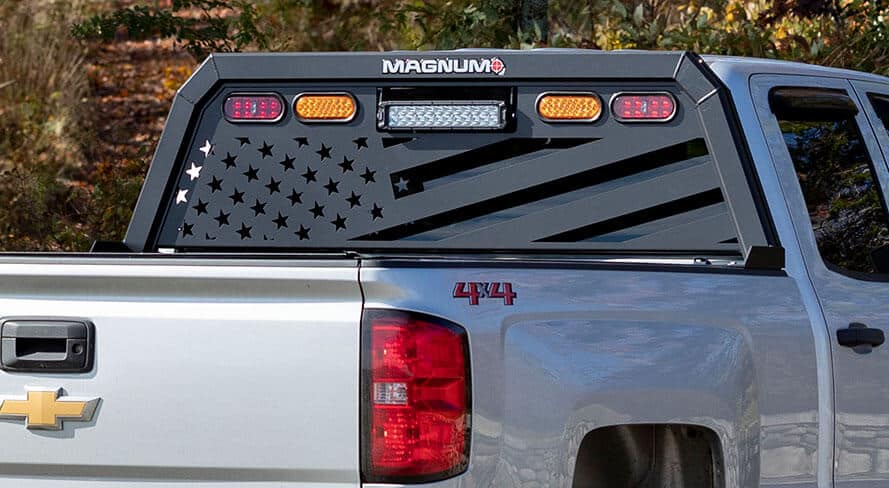 american flag style truck rack on a pickup